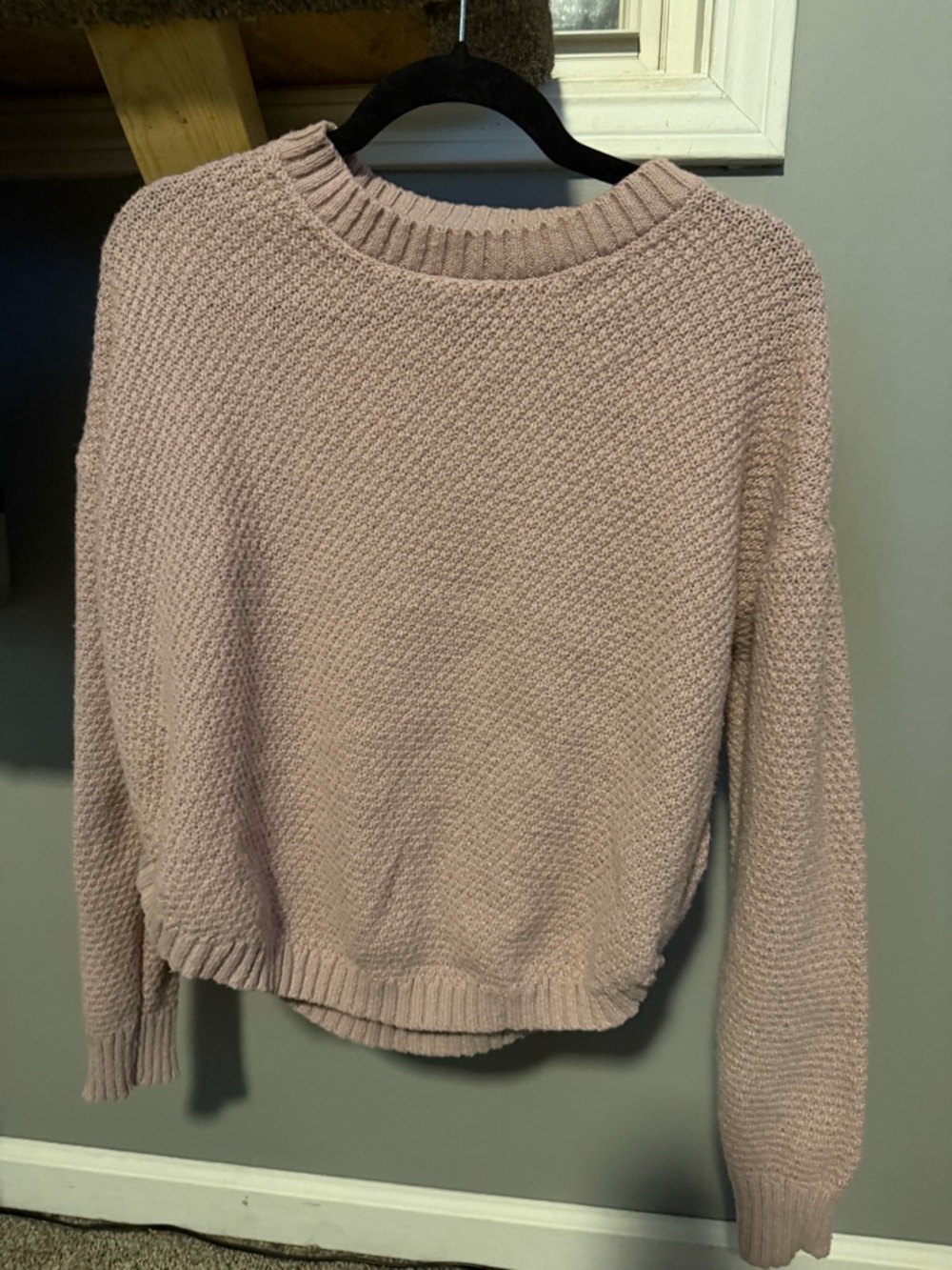 Women's Textured Crewneck Sweater - Dusty Blush
